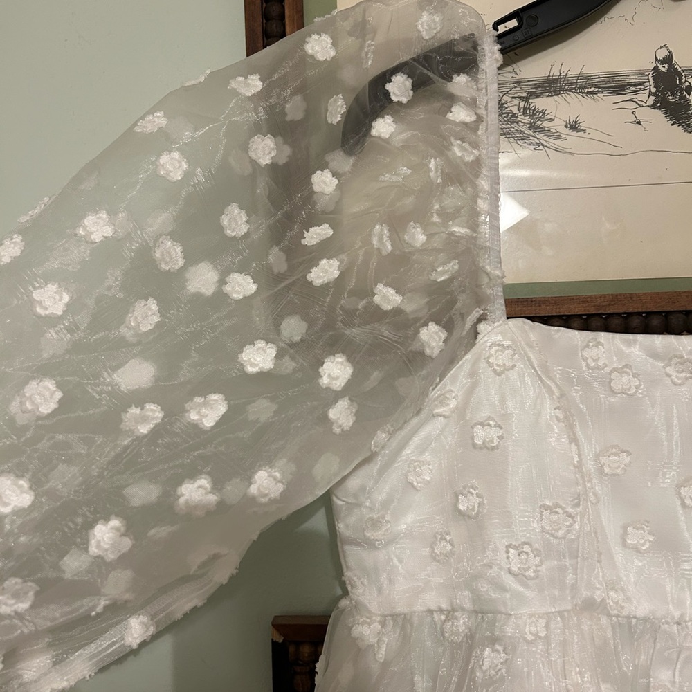Lulu's White Puff Sleeve Wedding Dress - Picture 3 of 12